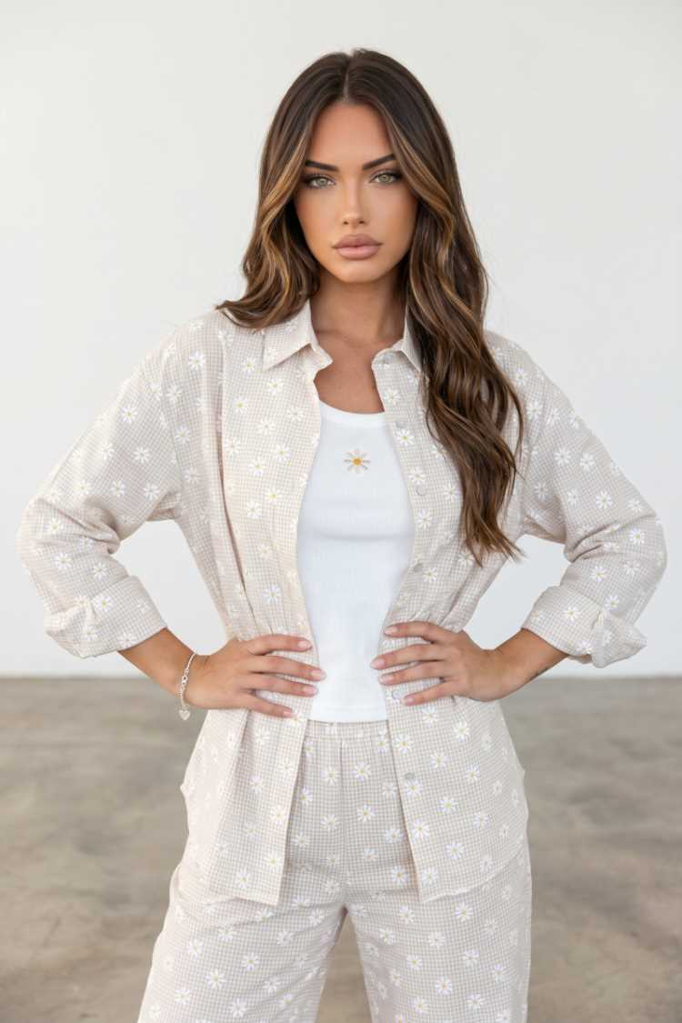 Set camicia con top ricamati 