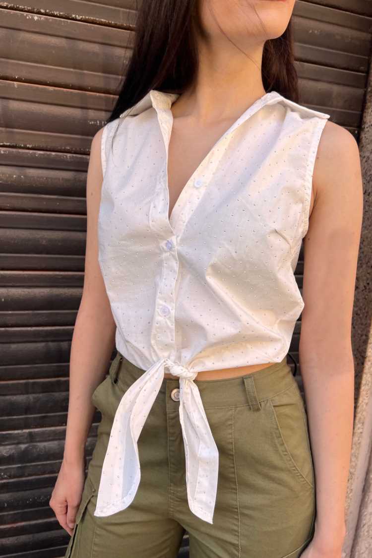 Camicia in cotone smanicata
