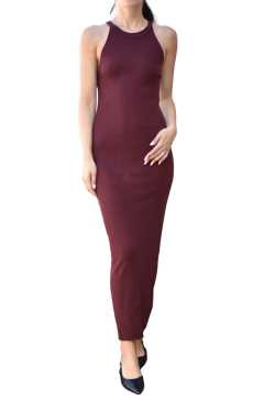 ABBIGLIAMENTO - BORDEAUX - Abito scollo america