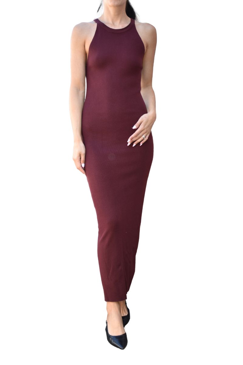 ABBIGLIAMENTO - BORDEAUX - Abito scollo america