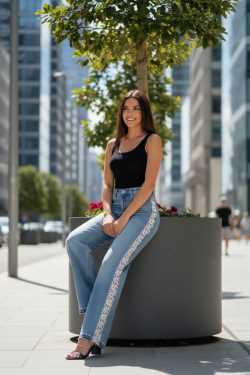 ABBIGLIAMENTO - Jeans con pizzo laterale