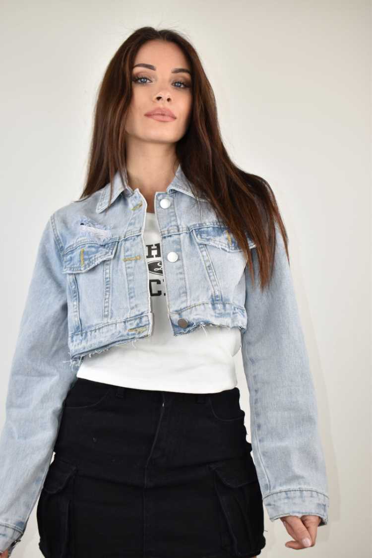 Giubbino crop in jeans