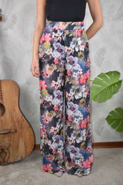 ABBIGLIAMENTO - NERO - Pantalone floreale