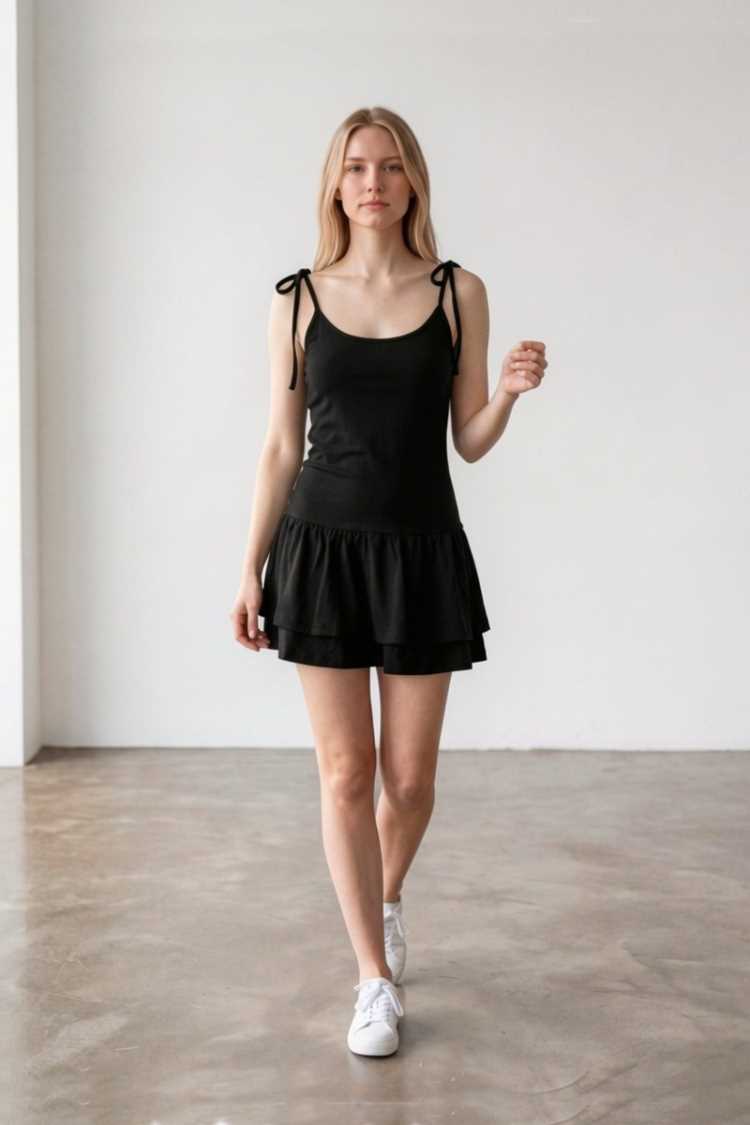 Vestito in cotone con balza