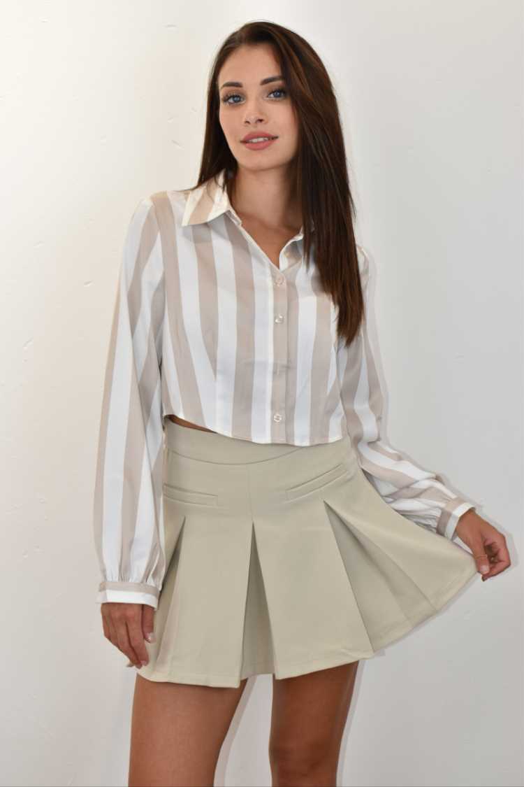 Camicia crop a righe