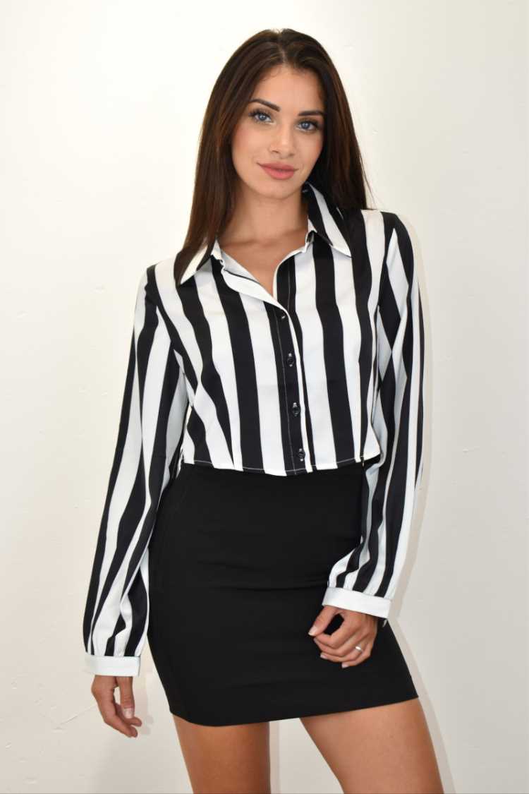 Camicia crop a righe