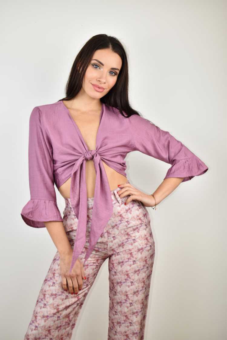Camicia con nodo in viscosa
