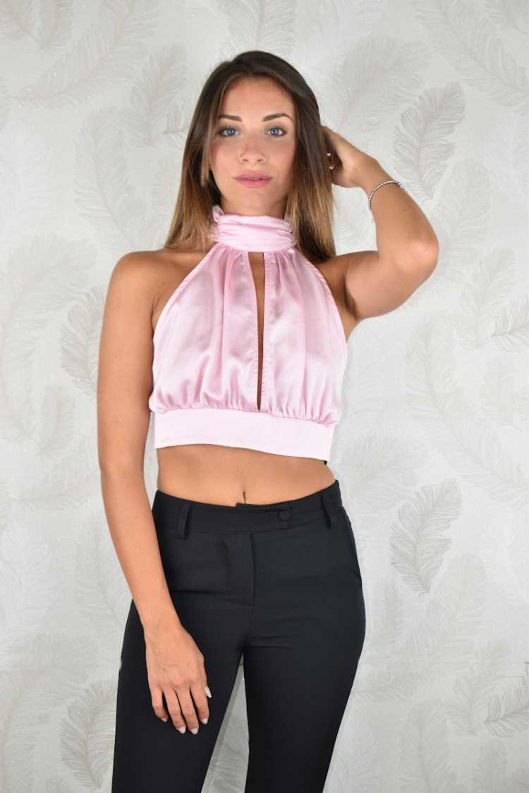 Crop top simil raso