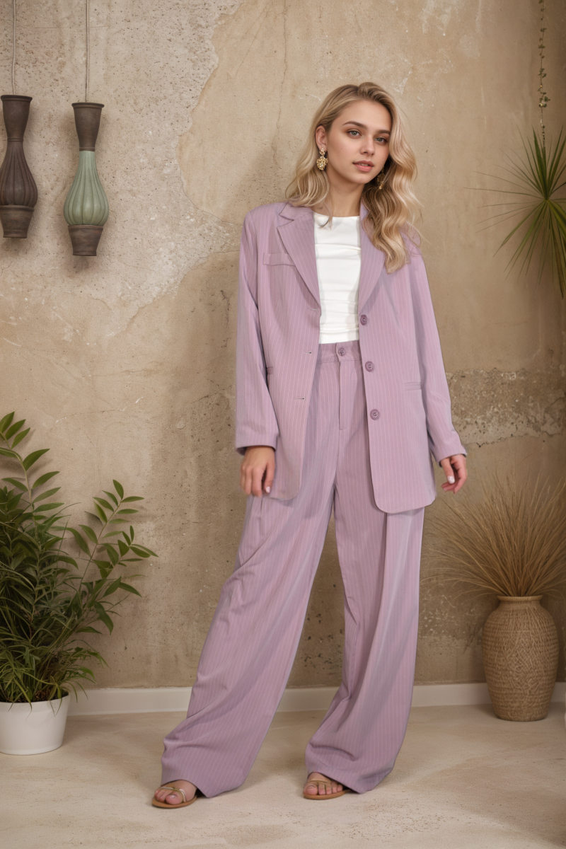 ABBIGLIAMENTO - ROSA - Giacca gessata completo Lara