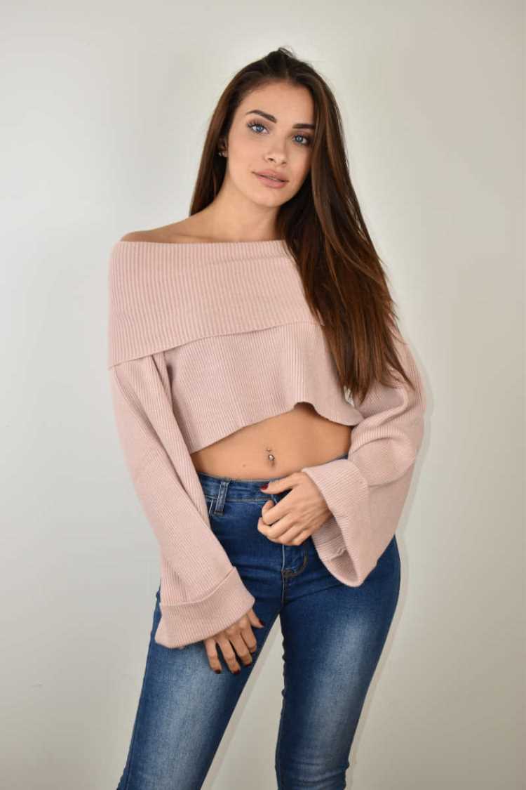Maglia crop a costina