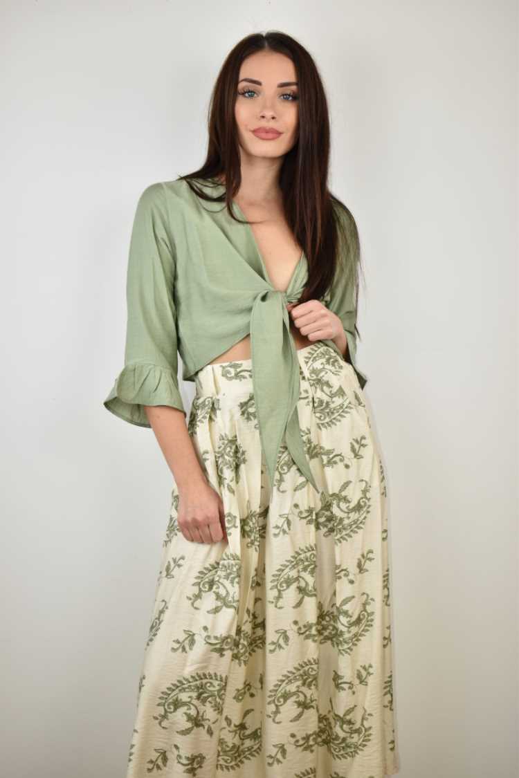 Camicia con nodo in viscosa