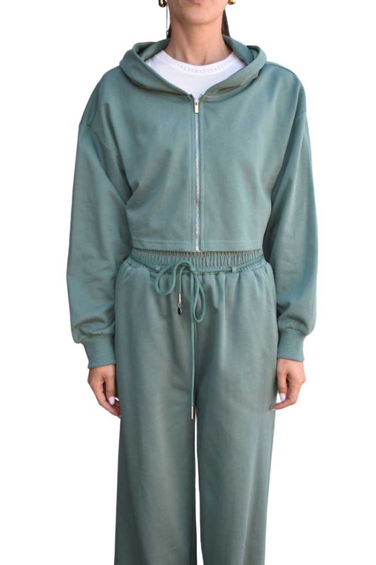 Tuta crop con cappuccio in cotone